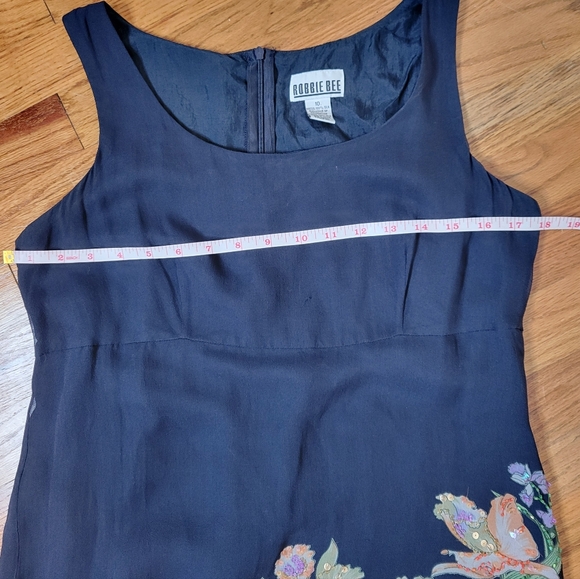 Robbie Bee 100% Silk  floral Navy Sleeveless Dress Size 10 - Picture 8 of 14